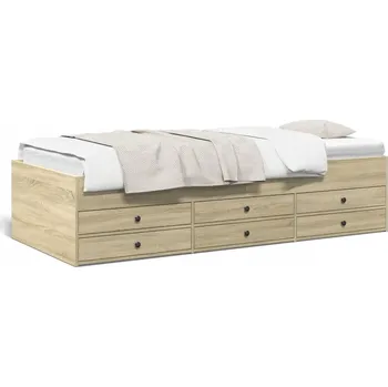 Pohovka Rozkládací pohovka 2 v 1 se 6 zásuvkami, dub sonoma, 203x101,5x45,5 cm