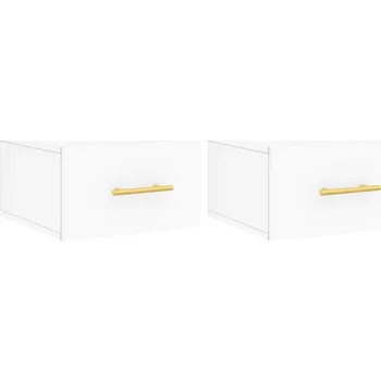 Noční stolek Závěsný Noční Stolek z Dřevotřísky, 35x35x20 cm, Bílý