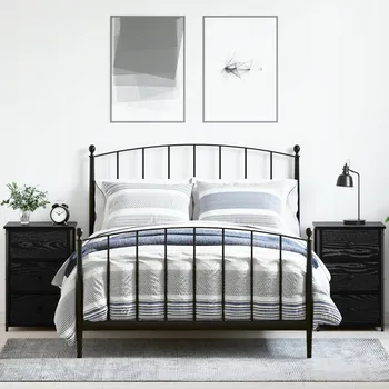 Konferenční stolek Sada 2 Nočních Stolků, Černý Dub, 3 Zásuvky, Technické Dřevo