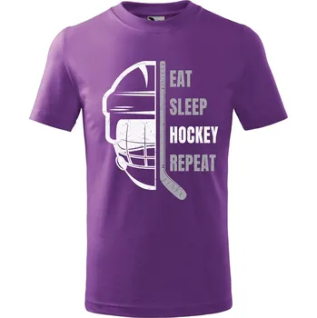 DOBRÝ TRIKO Dětské tričko Eat sleep helma Velikost: 122/6 let, Barva: Fialová