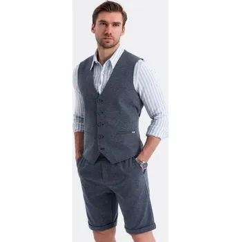 Pánská elegantní souprava vesta + kraťasy - tmavě modrá V1 Z112