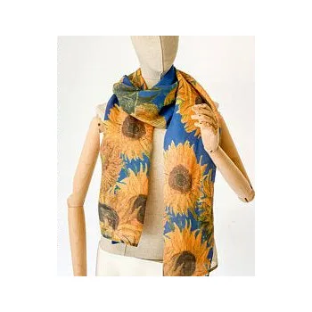 Šála Dámská šála 100% Len Vincent Van Gogh Slunečnice II/ Sunflowers II