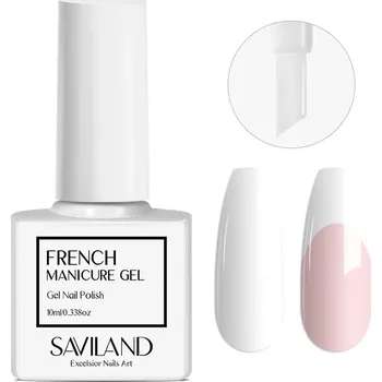 Přípravek na nehty Gelový lak na nehty Saviland French Manicure Gel, odstín 04 bílá, 10 ml