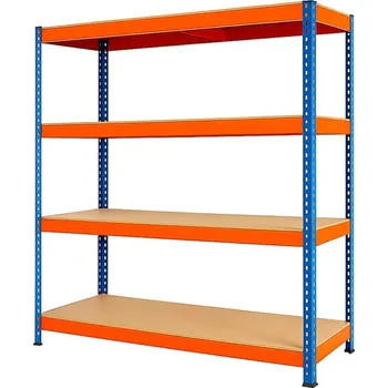 Dílenský regál Regál 1680x1600x400 mm profesionální 4-policový, nosnost 1200 kg - modro-oranžový
