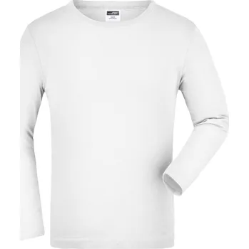 Dámské tričko James & Nicholson Dětské tričko s dlouhým rukávem - S white