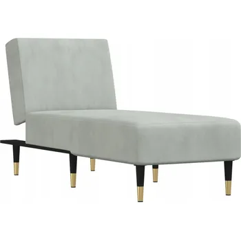 Pohovka Rozkládací multifunkční Lenoška ze sametu, světle šedá, 55x140x70 cm