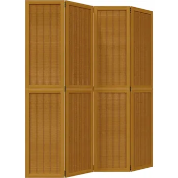 Paraván Paraván z dřeva paulovnie a bambusu, hnědý, 140-145 x 180 cm