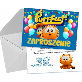 Pozvánka POZVÁNKY NA DĚTSKOU NAROZENINOVOU OSLAVU GARFIELD MALÝ MLADÝ FILM + OBÁLKA