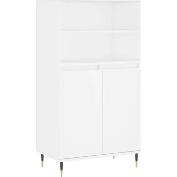 Komoda Vysoká industriální skříňka se 6 přihrádkami, bílá, 60x36x110 cm