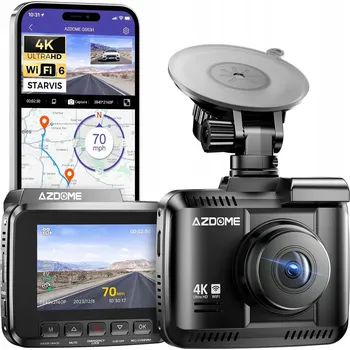 IP kamera AZDOME GS63H Autokamera 4K UHD s GPS a WiFi, černá automobilová