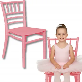 Dětská plastová židlička s opěrkou, růžová, stabilní