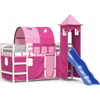 Postel Dětská patrová postel z masivního borovicového dřeva, bílá, 205,5 x