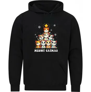 Pánská mikina Pánská mikina Kočičí Stromeček Meowy Catmas (Velikost: 5XL, Barva: Černá)