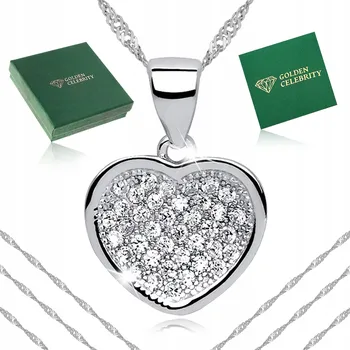 Náhrdelník STŘÍBRNÝ NÁHRDELNÍK SRDCE RYZOSTI 925 ŘETÍZEK PŘÍVĚSEK SE ZIRKONY DÁREK