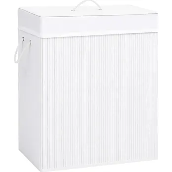 Koš na prádlo Bambusový koš na prádlo s vyjímatelným vakem, bílý, 52x32x62,5 cm
