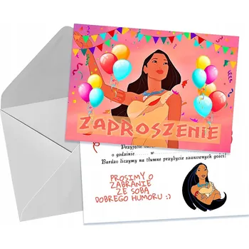 Pozvánka POZVÁNKY PRO DĚTI DĚTSKÉ NAROZENINOVÉ POCAHONTAS + OBÁLKA