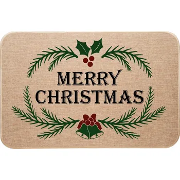 Vánoční dekorace Vánoční lněná rohožka Merry Christmas pod větvemi vánočního stromku