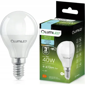 Žárovka LED žárovka E14 Kulka P45 5W (ekvivalent 40W) 470lm 6500K Studená bílá 180° LUMILED