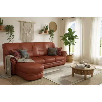 Sedací souprava Askont Bologna: Kožená sedací souprava s otomanem