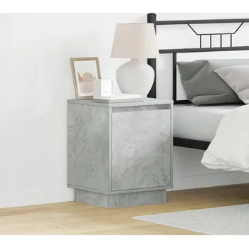 Noční stolek Noční stolek s matným povrchem a LED, šedý beton, modré světlo