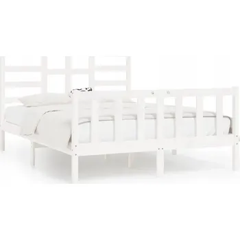 Postel Rám postele z masivního borovicového dřeva, bílý, 205,5 x 126 x 104 cm