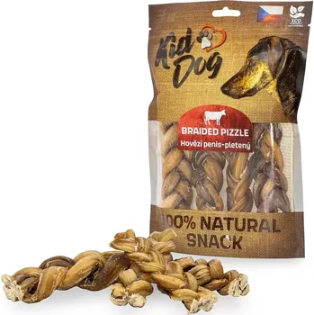 Pamlsek pro psa KIDDOG 100 % Natural Snack, hovězí penis pletený 12 cm / 200 g