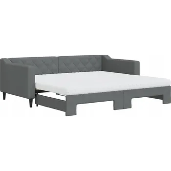 Pohovka Rozkládací pohovka s funkcí postele, dřevo/kov, tmavě šedá, 213x192,5x67 cm