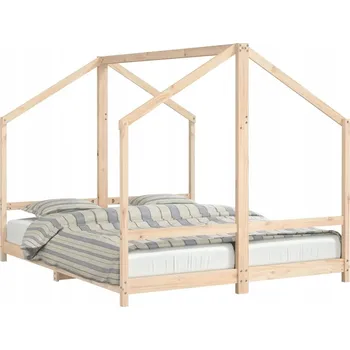Postel Dřevěný rám postele pro děti se závěsy, borovice, 205,5x171x158 cm