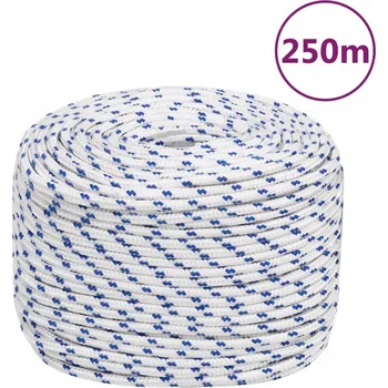Lany Polypropylenové lodní lano bílé, 8 mm x 250 m, nosnost 420 kg