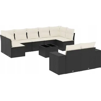 Zahradní nábytková souprava z PE ratanu, černá, rozměry: 62 x 62 x 69 cm