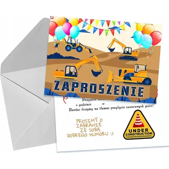 Pozvánka POZVÁNKY PRO DĚTI DĚTSKÉ NAROZENINOVÉ BAGR STAVBA BULDOZER + OBÁLKA