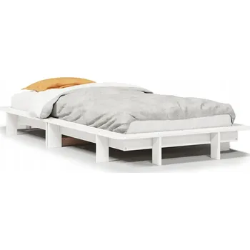 Postel Rám postele z masivního borovicového dřeva, bílý, 212 x 112 x 21 cm