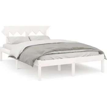 Postel Bílý rám postele z masivního borovicového dřeva 195,5 x 140,5 x 31 cm