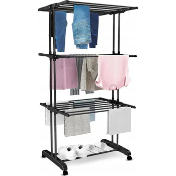 Sušák na prádlo SUŠÁK NA PRANIE NA KÓŁKACH SKLÁDACÍ 3 ÚROVNĚ SUŠENÍ VELKÁ OBJEM