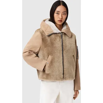 Pánská bunda Semišová bunda AllSaints béžová barva, přechodná, W062LD 08X, vel. M