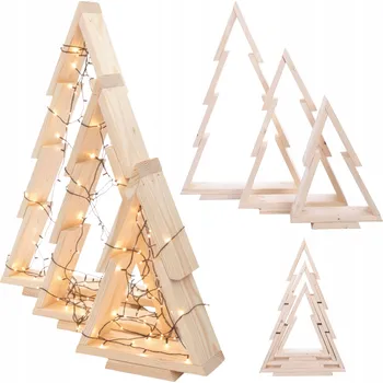 Obraz Sada 3 dřevěných vánočních stromků, 43-75 cm, smontované, EKO