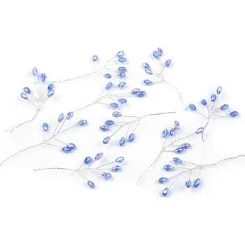 Svatební dekorace Větvička drátěná s broušenými korálky hand made Varianta: 5 sapphire stříbrná, Balení: 10 ks