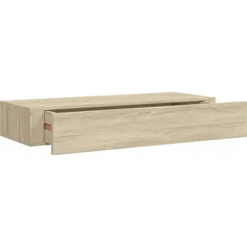 police Závěsná police s zásuvkou MDF Metal Dębowa 60x23,5x10 cm