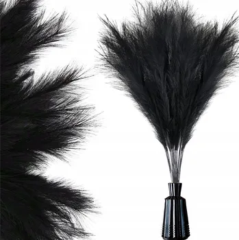 umělá květina Umělá tráva s černým rákosem, sada 7 kusů dekoračních větviček