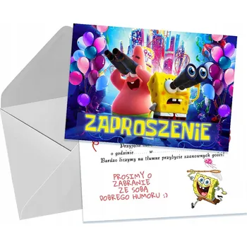 Pozvánka POZVÁNKY PRO DĚTI DĚTSKÉ NAROZENINOVÉ SPONGEBOB + OBÁLKA