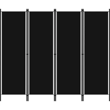 Paraván Paraván 4-dílný, železný, černý, 200 x 180 cm, textil polyester