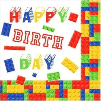 Papírový ubrousek PAPÍROVÉ UBROUSKY happy birthday DEKORACE na narozeniny KOSTKY 12 ks