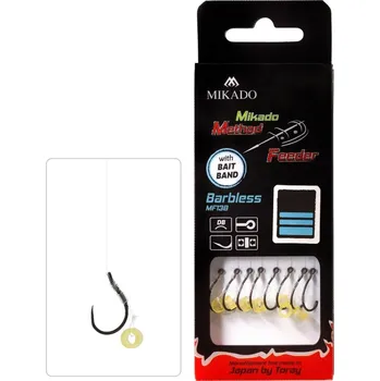 Rybářský háček 8ks - Návazec Mikado Method Feeder 10cm Bez Protihrotu S Gumkou Vel. 12