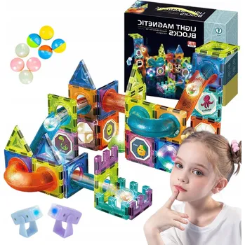 ostatní stavebnice Magnetické Stavebnice KRUMAD kuličková dráha svítící 75 dílků