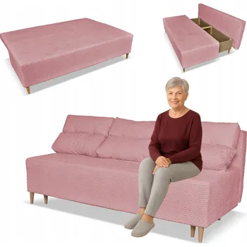 Pohovka Rozkládací pohovka KIMO s úložným prostorem Family Meble Twisster, barva: růžová, materiál: manšestr