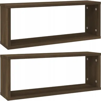 police Nástěnné police Kocka z dřevovláknité desky, 60x15x23 cm, Hnědý Dub