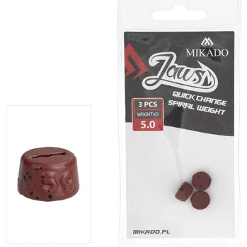 Rybářský háček 3ks Zátěž Mikado Jaws Quick Change Spiral Hmotnost 5gr