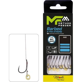 Rybářský háček 8ks - Hotový Návazec Mikado Method Feeder 10cm s Gumkou, Protihrot Vel. 10, 0,12mm