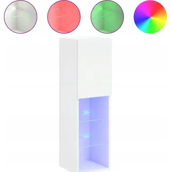 Televizní stolek TV stolek s RGB LED osvětlením, bílý, 30,5 x 30 x 102 cm, dřevěný materiál