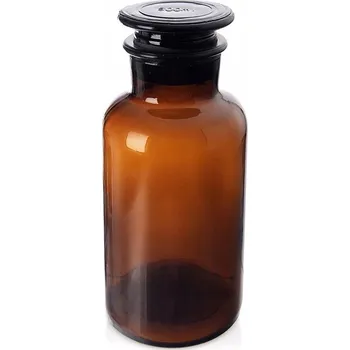 Dóza na potraviny SKLENĚNÁ hnědá láhev s korkem na kosmetiku, koření, bylinky, čaj 0,5L